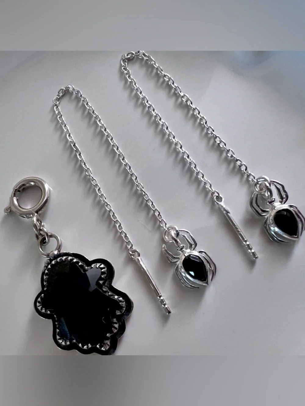 Krush Kandy Sterling Silver 925 Onyx Halloween theme Earrings and Pendant charm - Picture 9 of 11